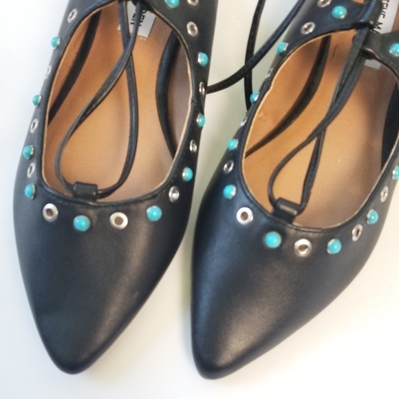 STEVE MADDEN Embellished Pointed Toe Ankle Tie Flat Shoes 7.5. - Picture 5 of 7